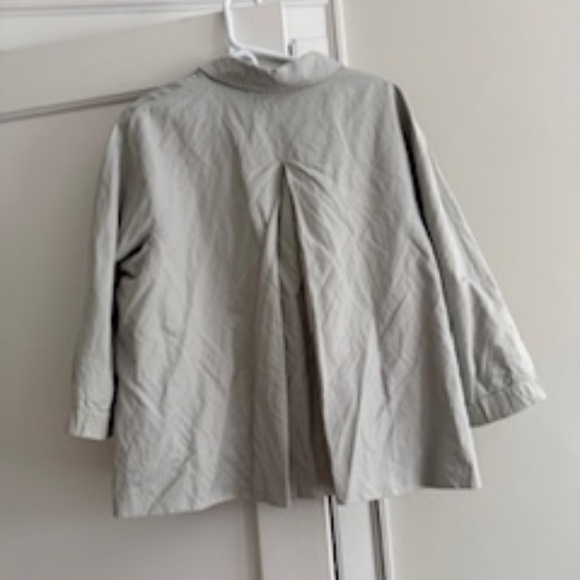 Talbots Woman Size 14W Light Gray Swing Jacket Full Zip 3/4 Sleeve Rain Coat - Picture 2 of 6